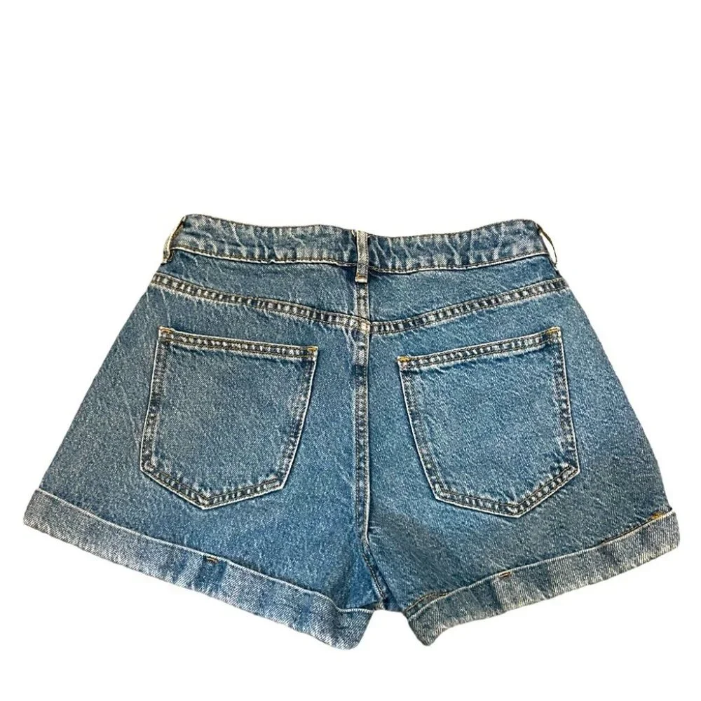 Pacsun Womens‎ High Waisted Denim Jean Shorts Distressed Blue Vintage Style